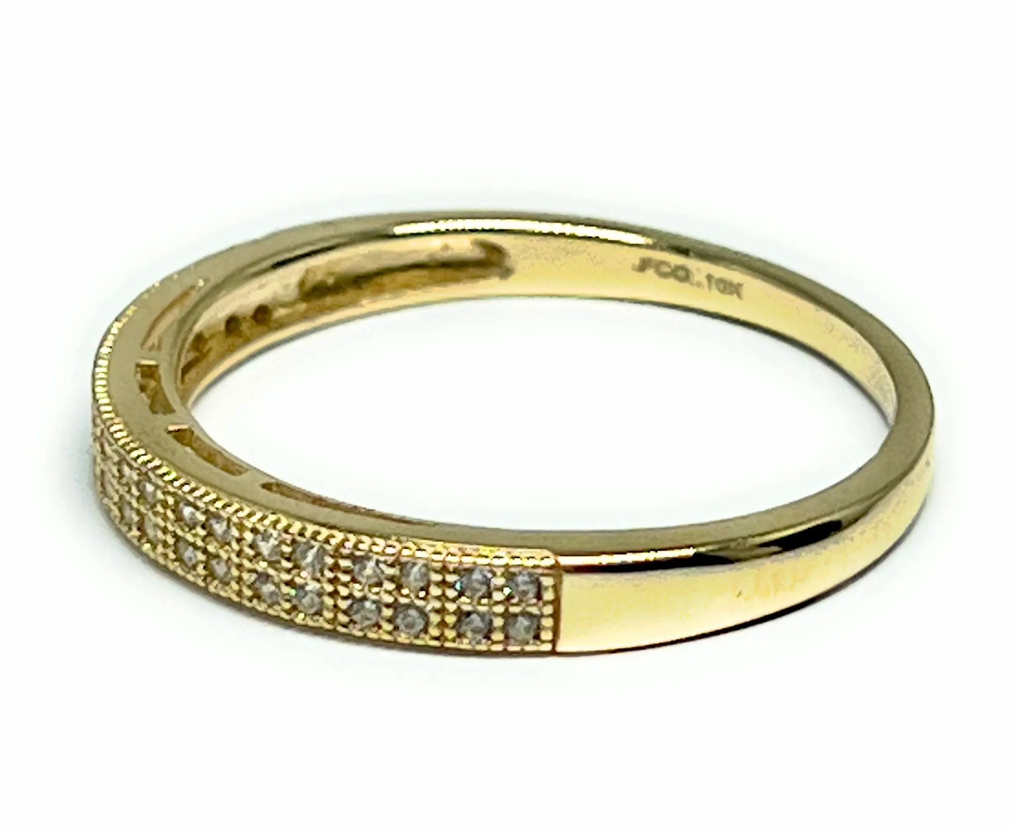 10k Solid Gold Yellow Classic Double Row CZ Band Ring 3mm (FC 255)