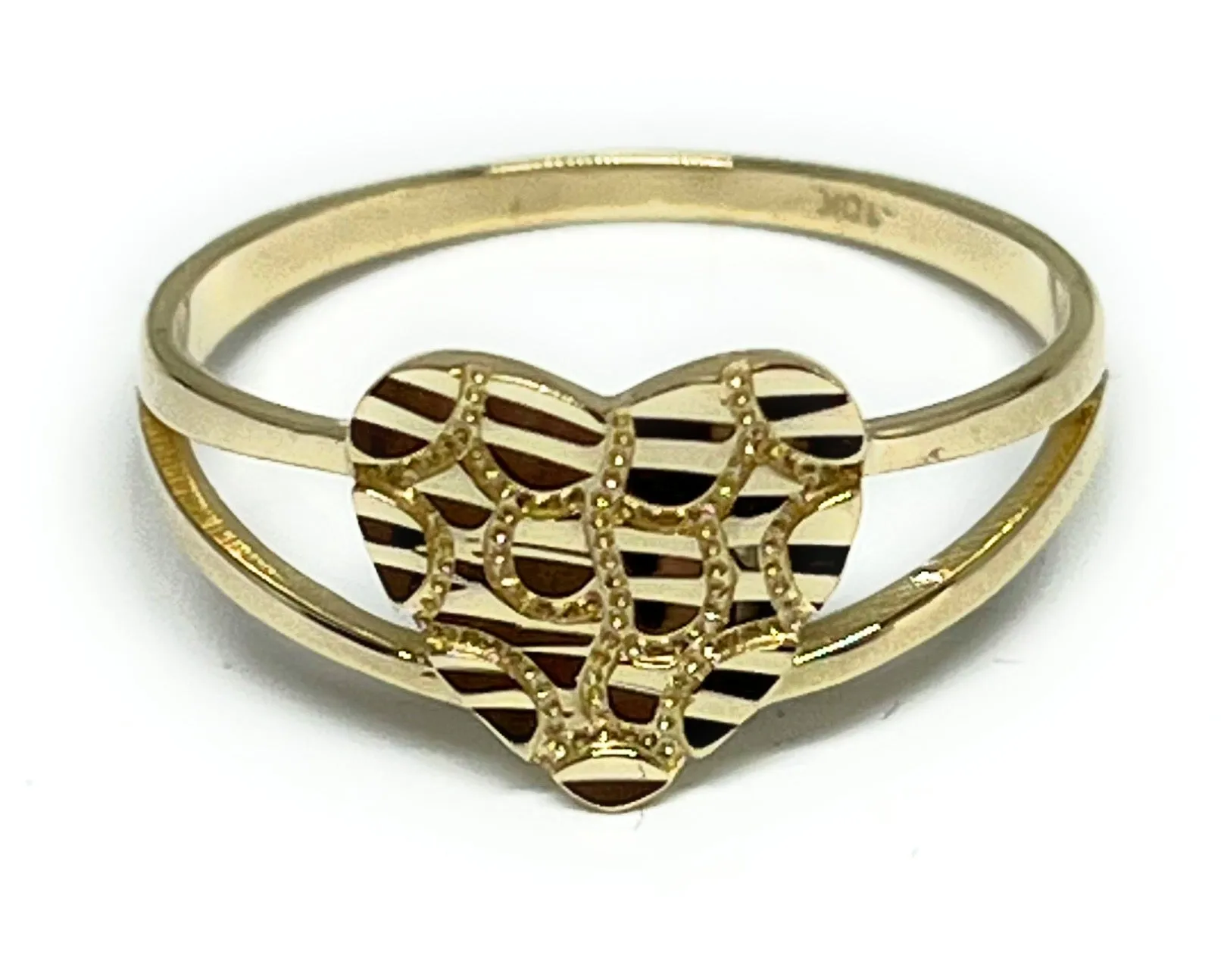 10k Solid Gold Yellow Classic Nugget Heart Ring (FC 162)