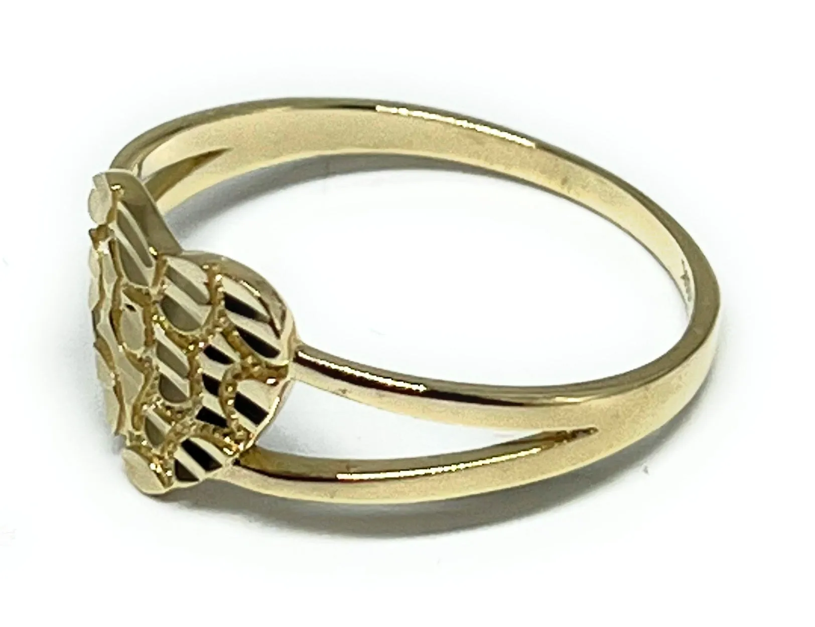 10k Solid Gold Yellow Classic Nugget Heart Ring (FC 162)