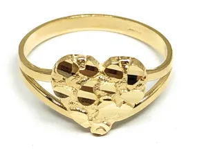 10k Solid Gold Yellow Classic Nugget Heart Ring (SM)