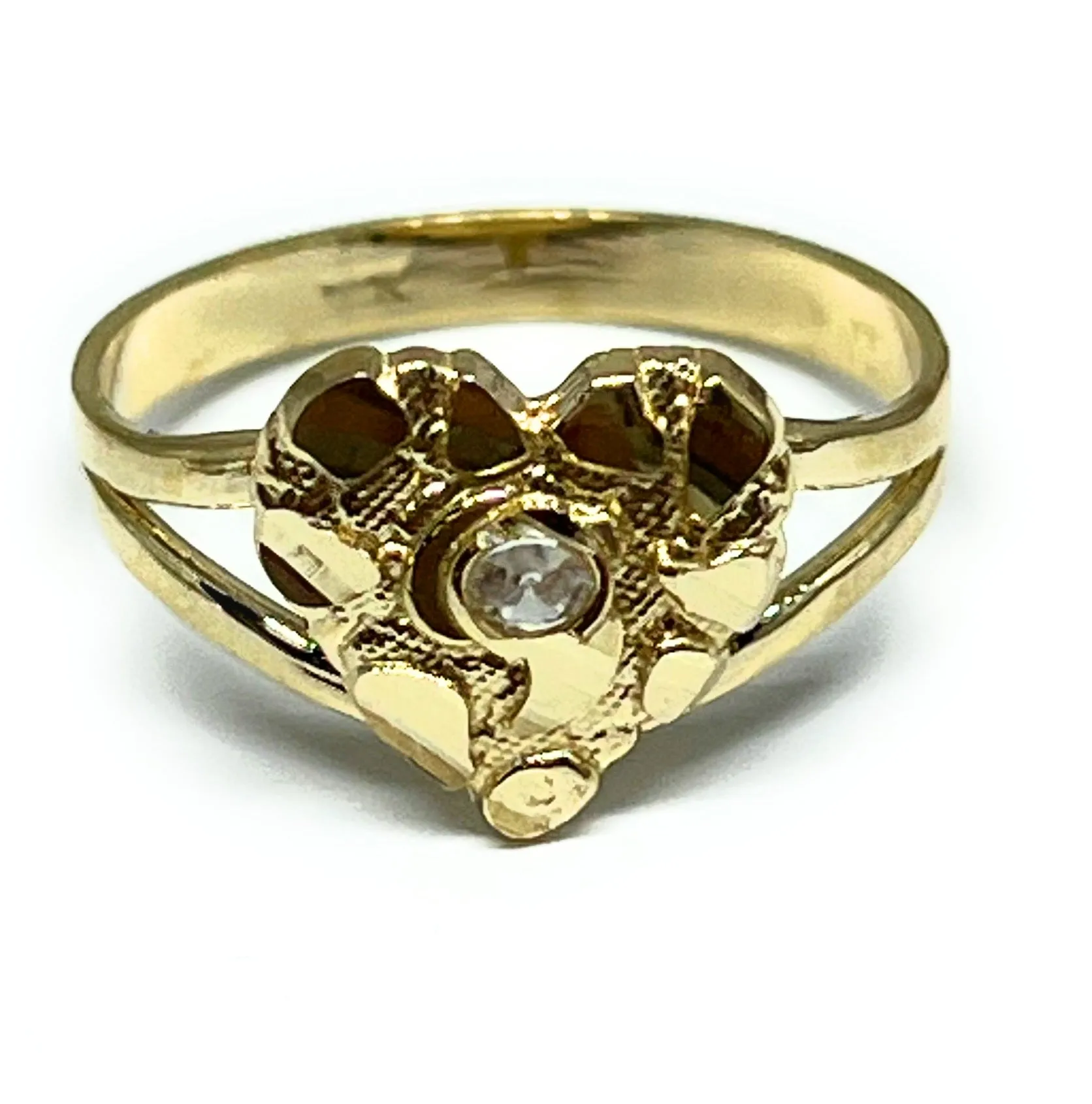 10k Solid Gold Yellow Classic Nugget Heart Ring (SM)