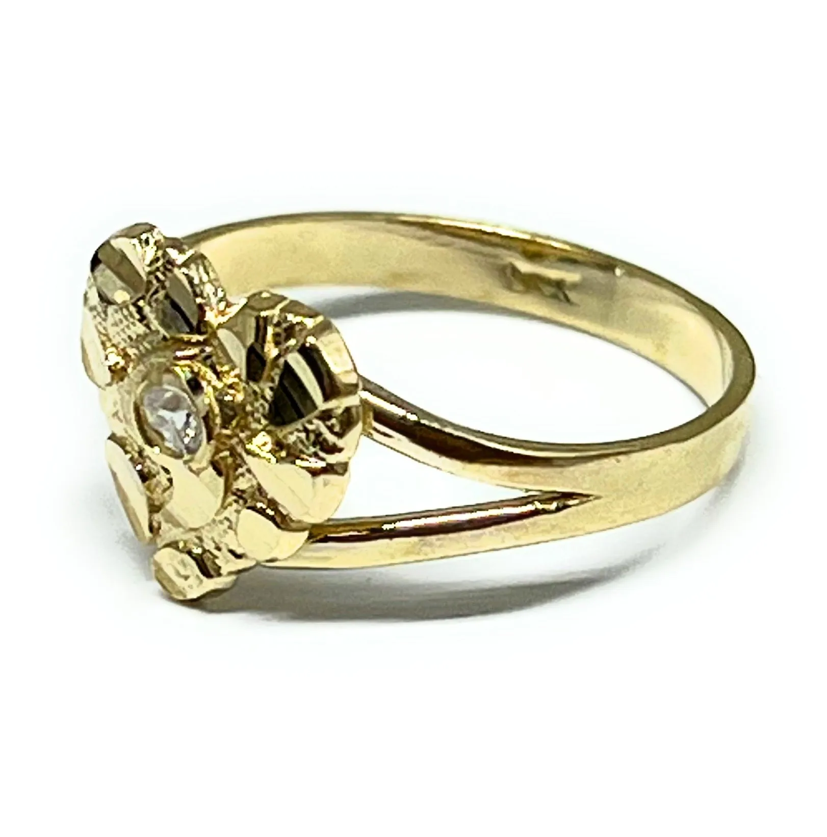 10k Solid Gold Yellow Classic Nugget Heart Ring (SM)