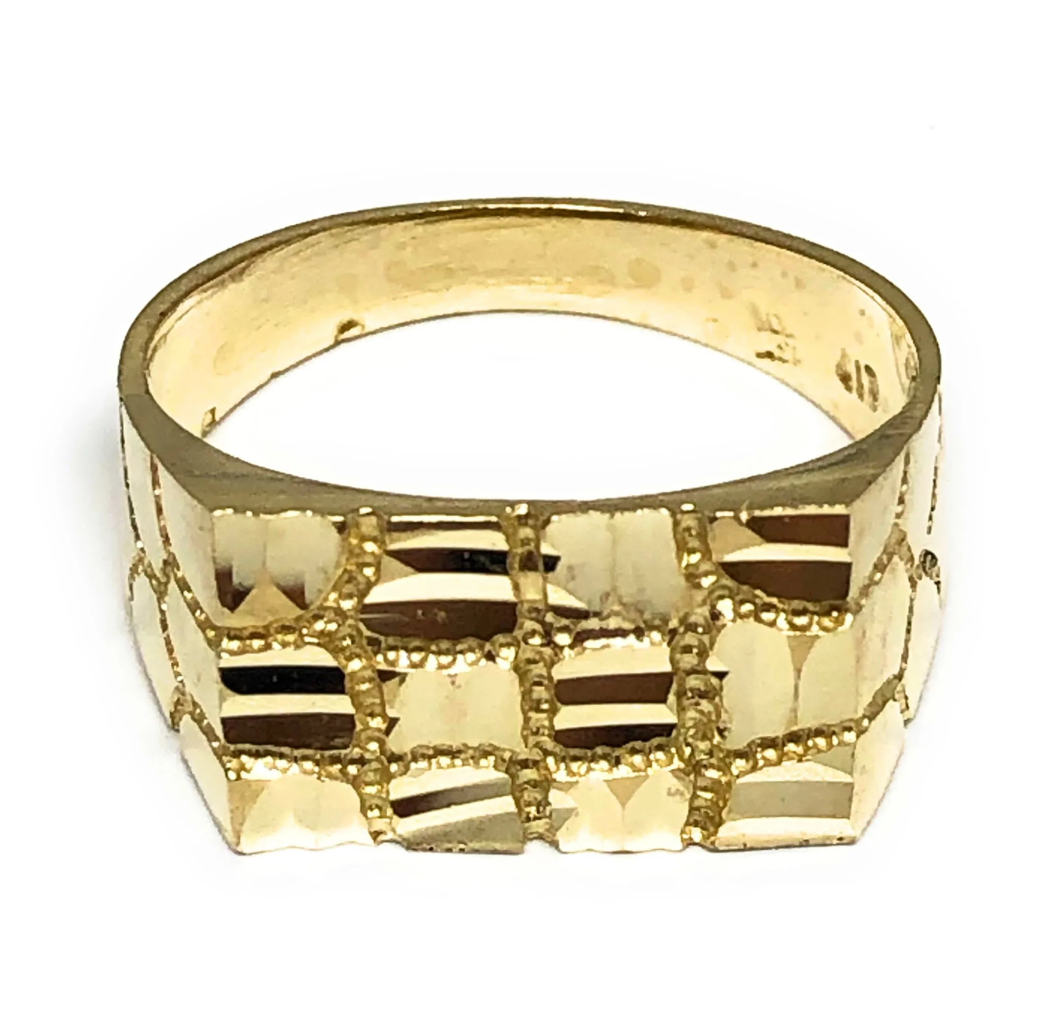 10k Solid Gold Yellow Classic Nugget Square Ring