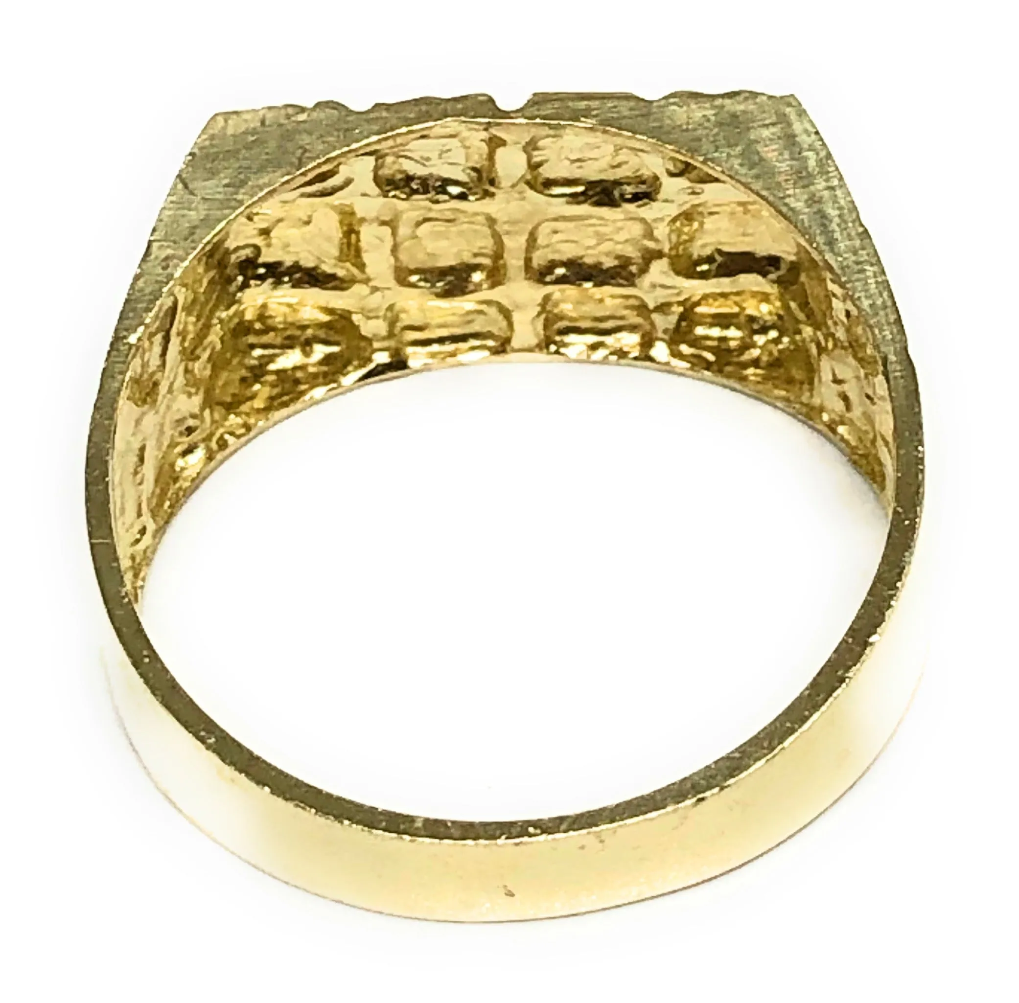 10k Solid Gold Yellow Classic Nugget Square Ring