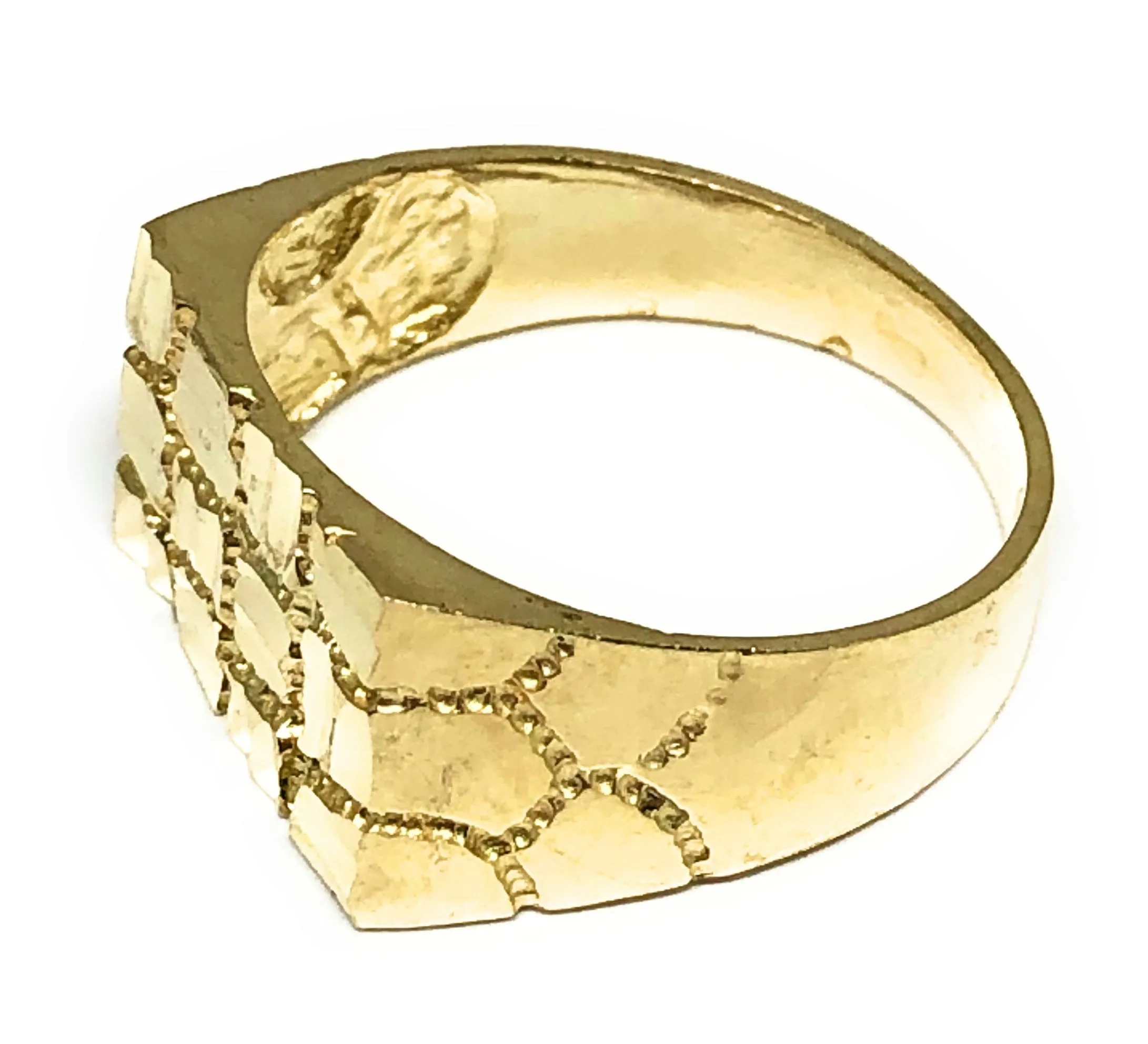 10k Solid Gold Yellow Classic Nugget Square Ring