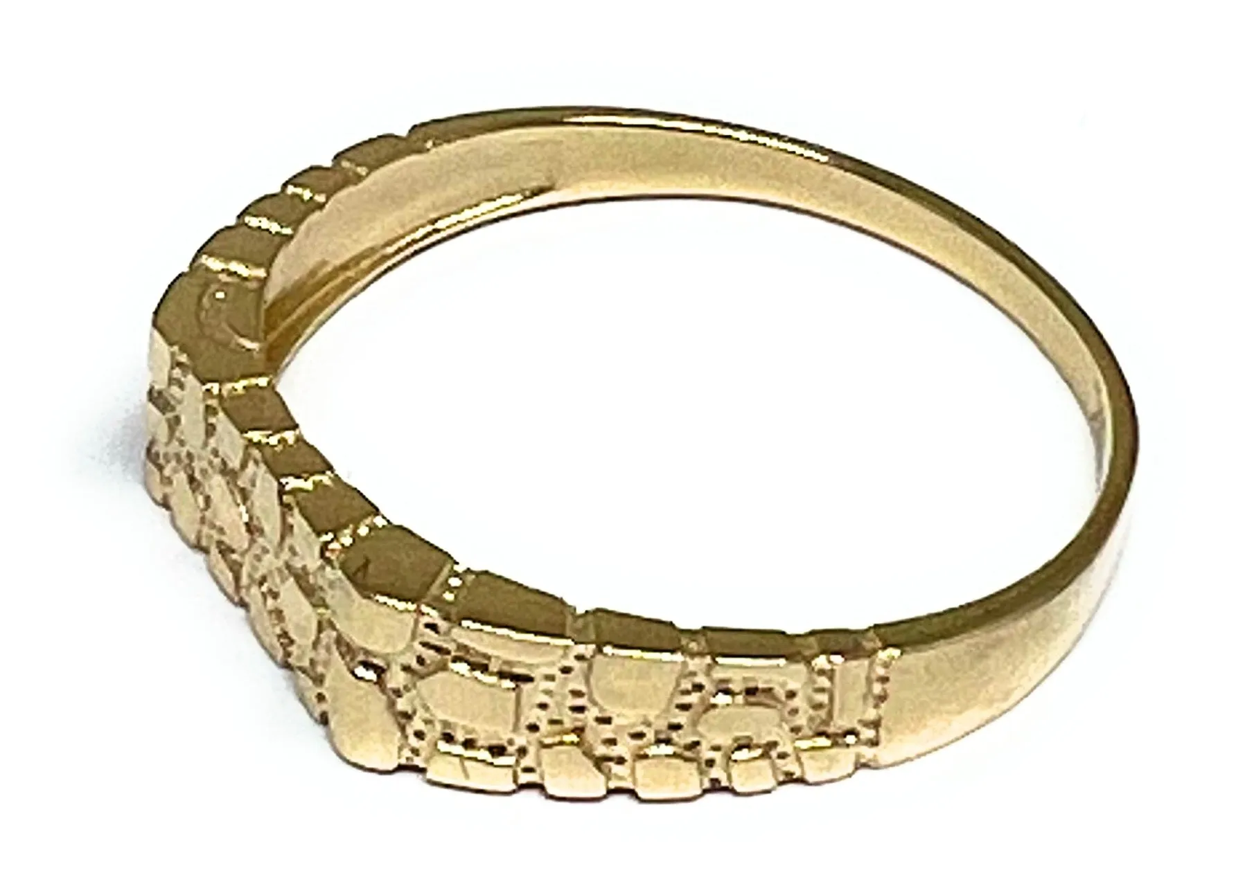 10k Solid Gold Yellow Classic Small Nugget Square Ring (FC 148)