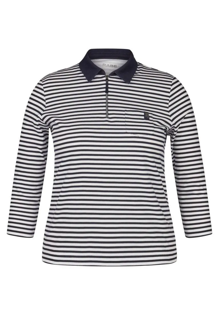 114356- Fine Stripe Zip Neckline Polo- Rabe