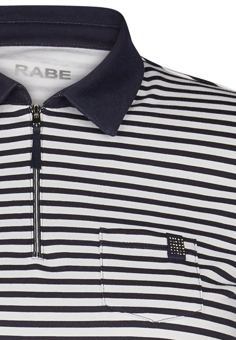 114356- Fine Stripe Zip Neckline Polo- Rabe