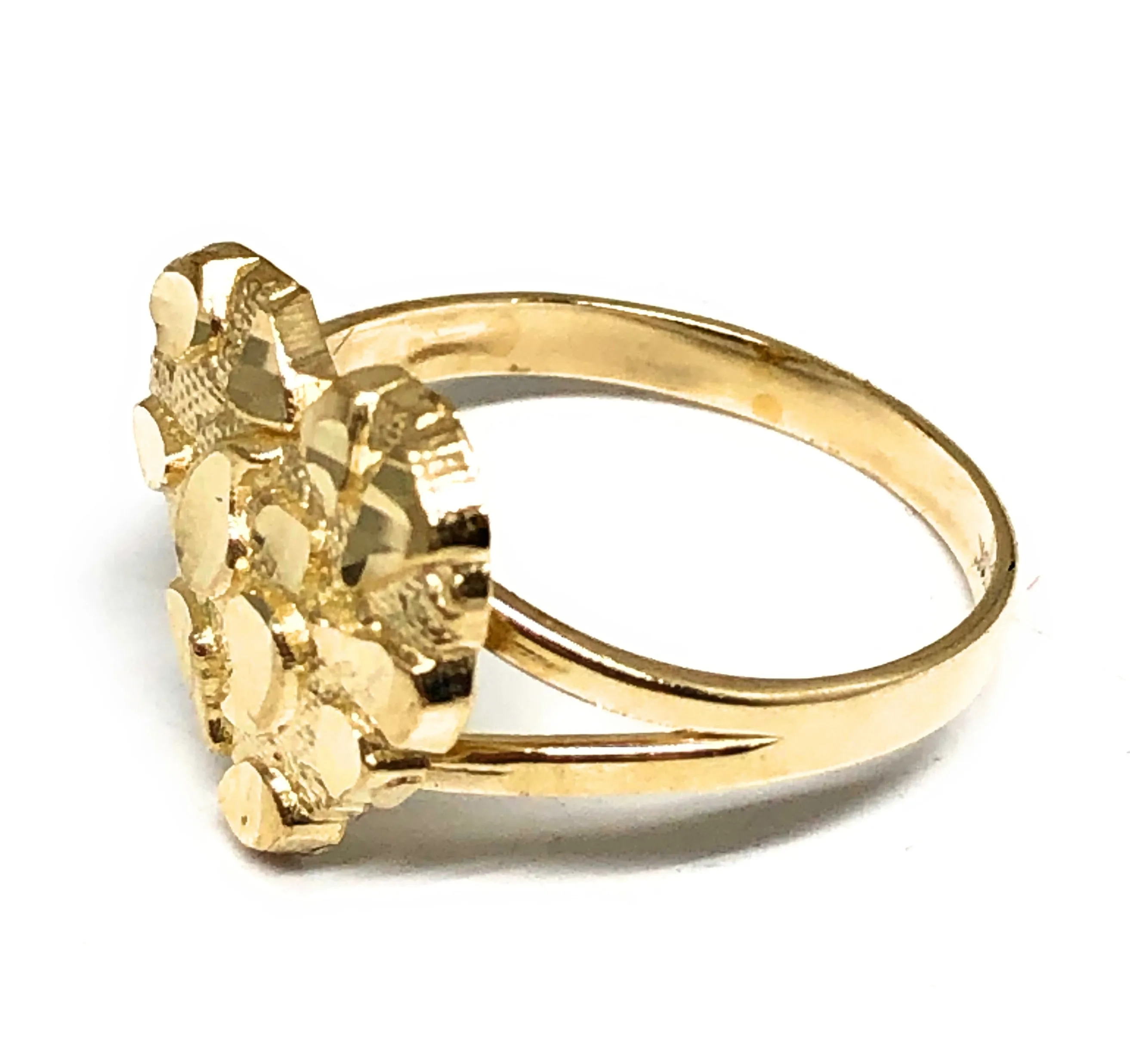 14k Solid Gold Yellow Classic Nugget Heart Ring (MED)