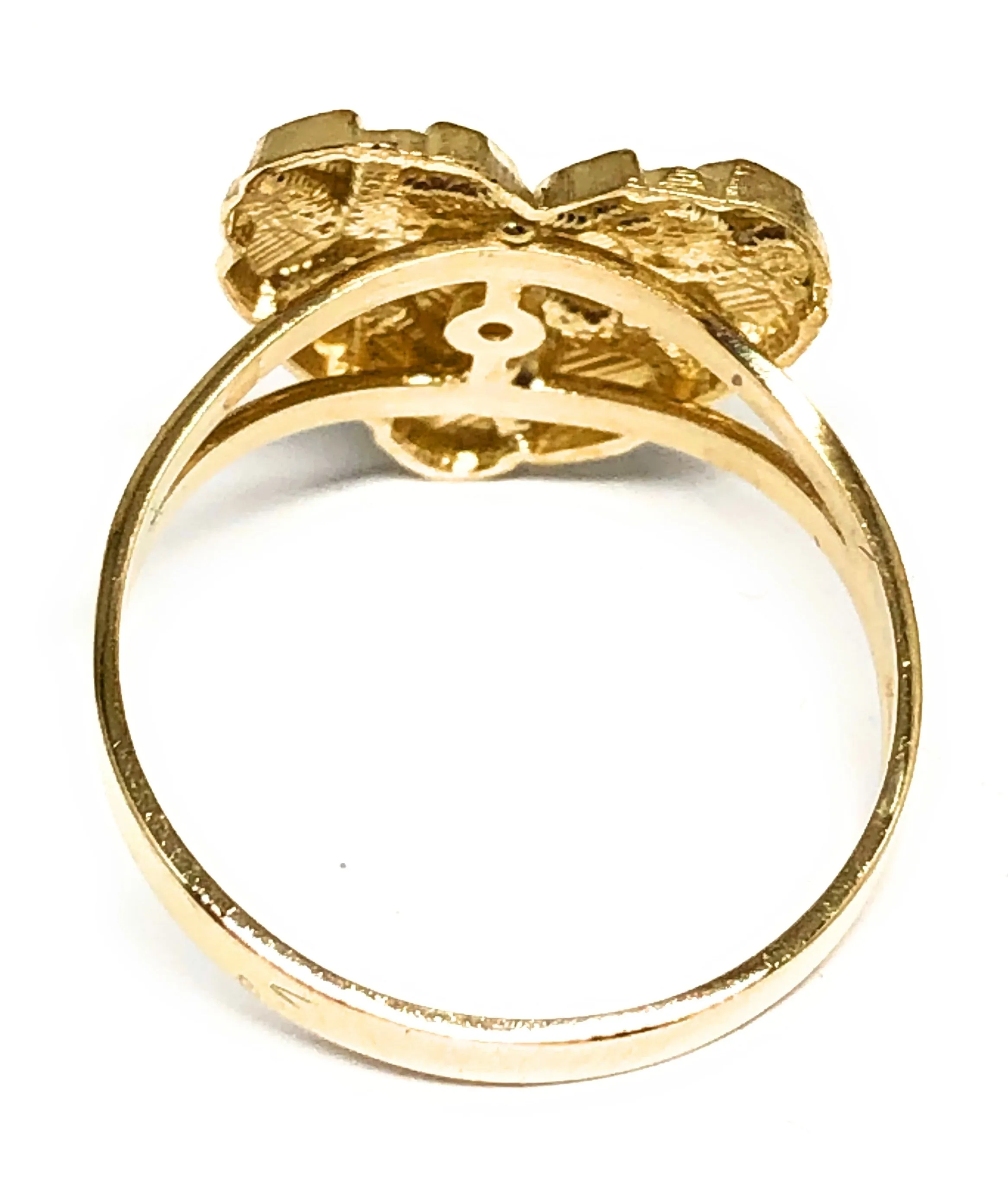 14k Solid Gold Yellow Classic Nugget Heart Ring (MED)