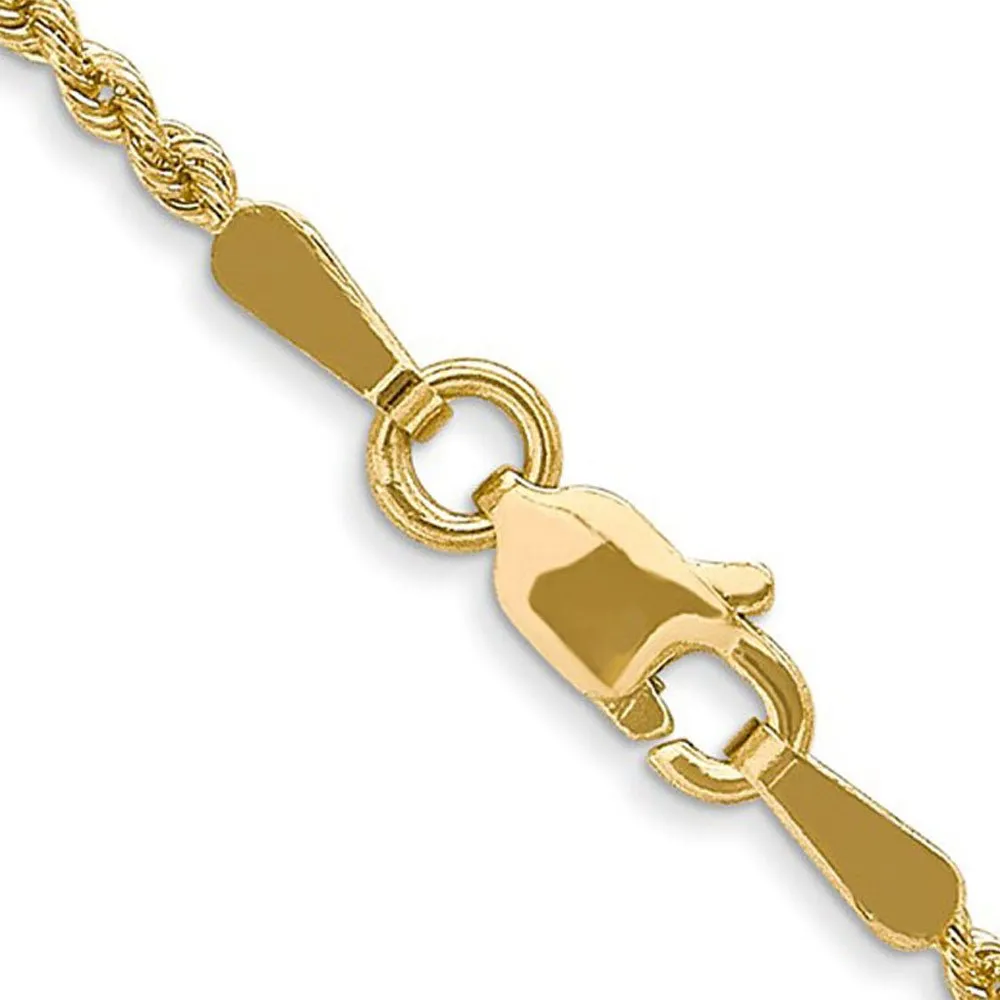 1.6mm 14K Yellow Gold Solid Classic Rope Chain Anklet, 9 Inch