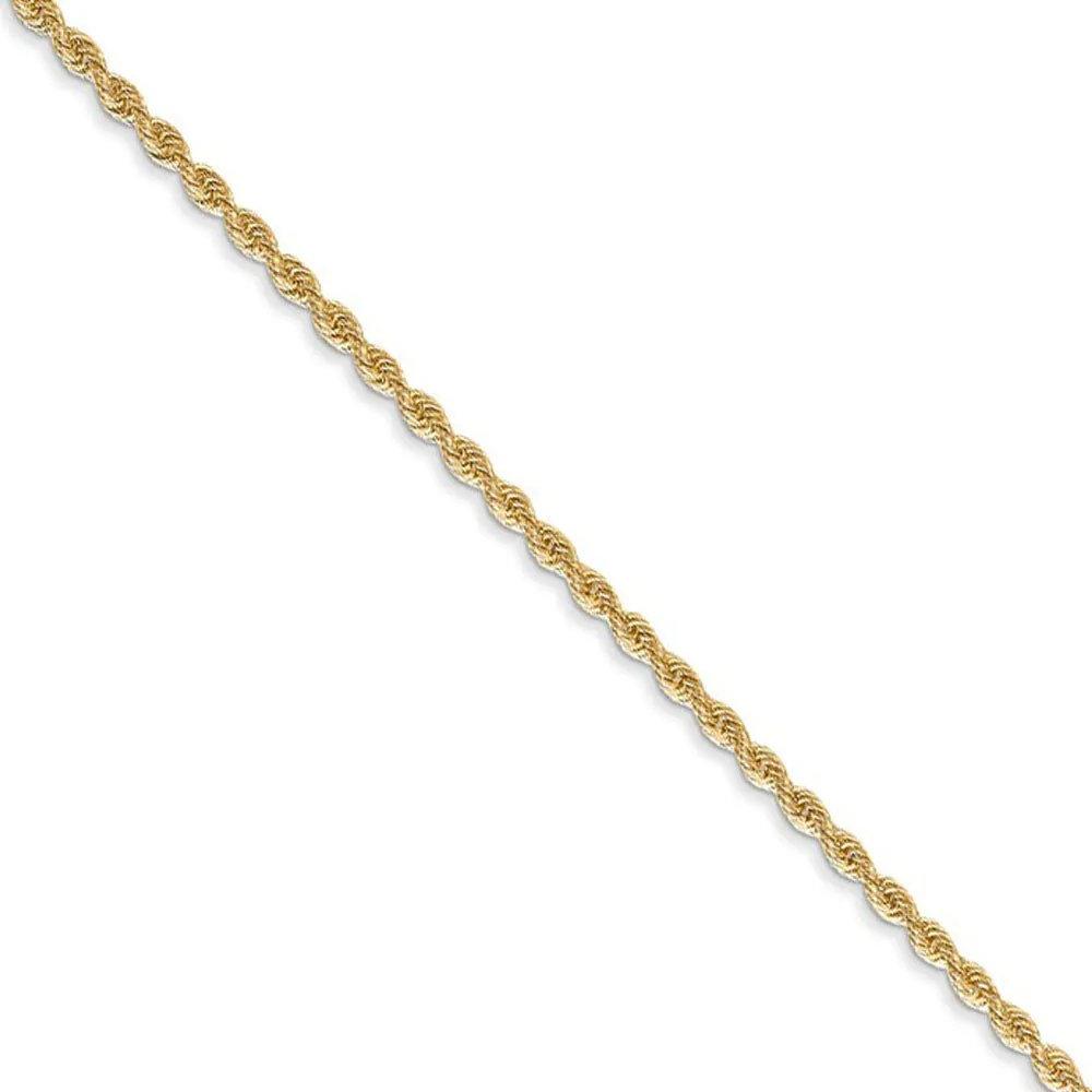 1.75mm 14k Yellow Gold Classic Solid Rope Chain Bracelet & Anklet