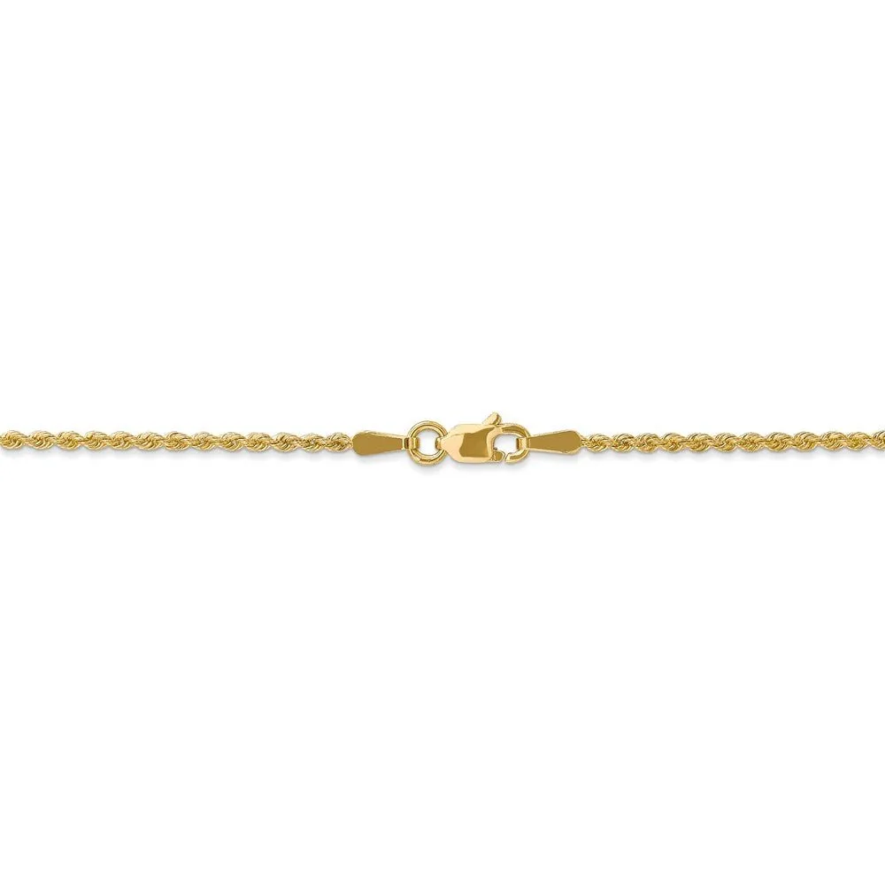 1.75mm 14k Yellow Gold Classic Solid Rope Chain Bracelet & Anklet