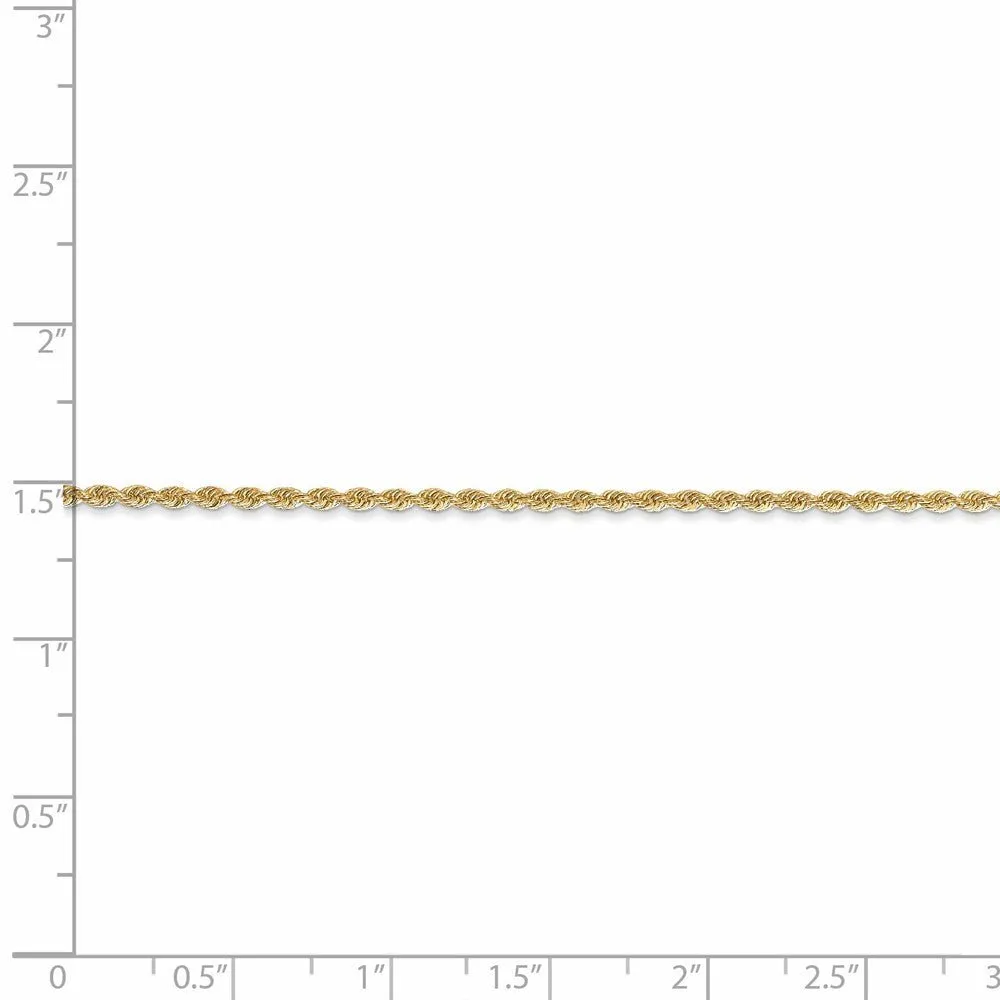 1.75mm 14k Yellow Gold Classic Solid Rope Chain Bracelet & Anklet