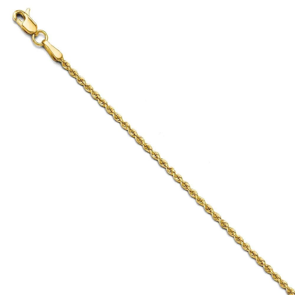 1.75mm 14k Yellow Gold Classic Solid Rope Chain Bracelet & Anklet