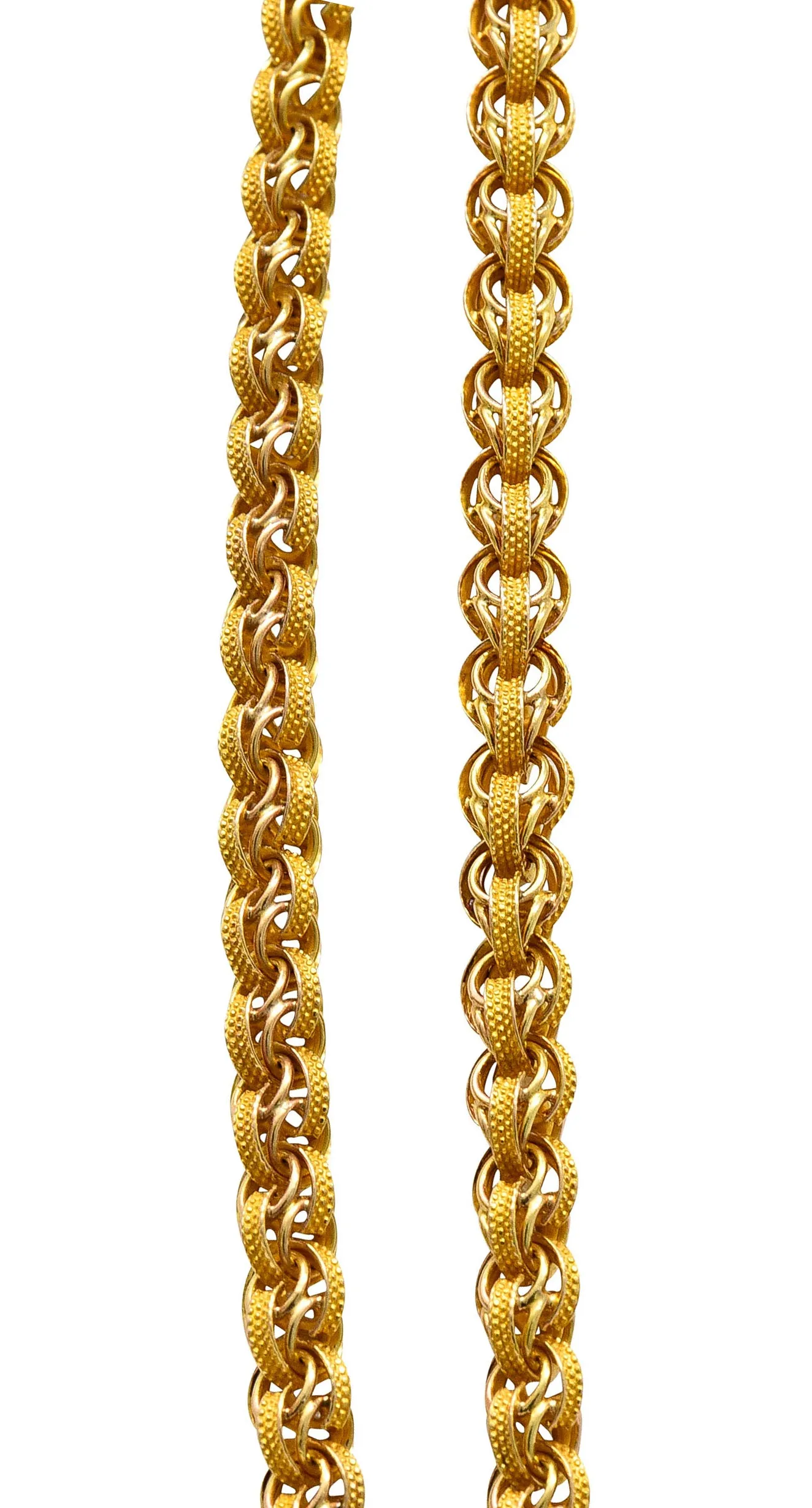 1890's Victorian 14 Karat Gold 44 Inch Long Chain Link Necklace