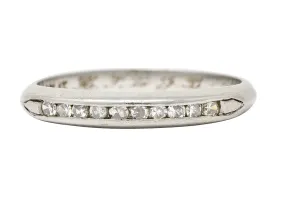 1936 Art Deco Diamond Platinum Arrow Vintage Channel Band Ring