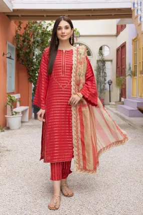 3-Pc Cotton Broshia Shirt With Cotton Trouser and Cotton Net Printed Dupatta CPM23-30