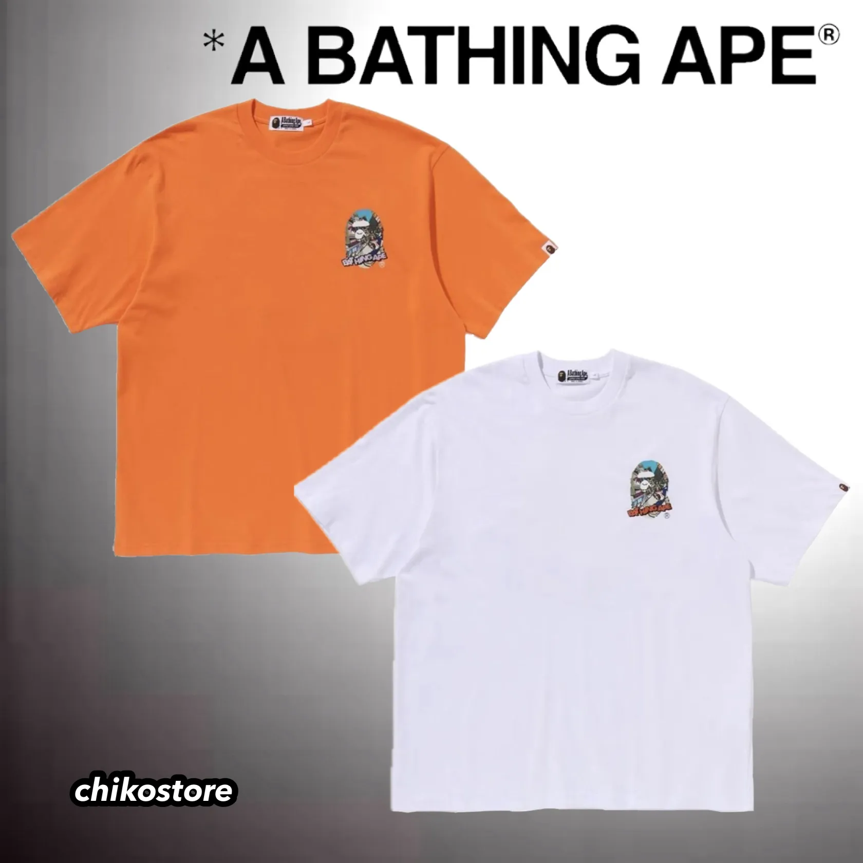 A BATHING APE  |Crew Neck Street Style Cotton Short Sleeves Logo