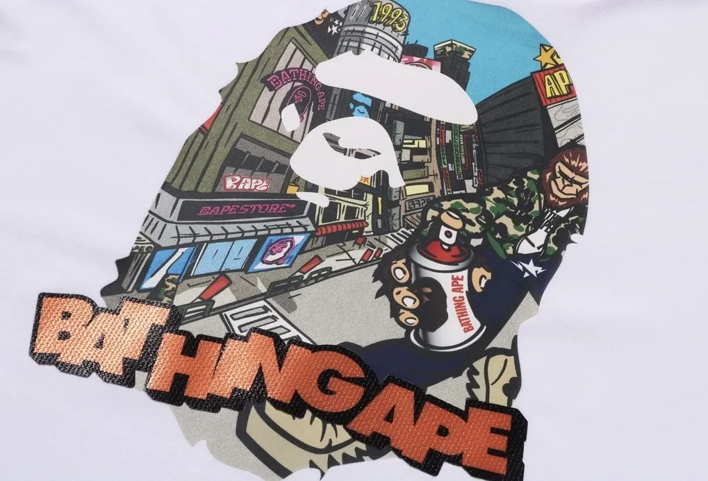 A BATHING APE  |Crew Neck Street Style Cotton Short Sleeves Logo