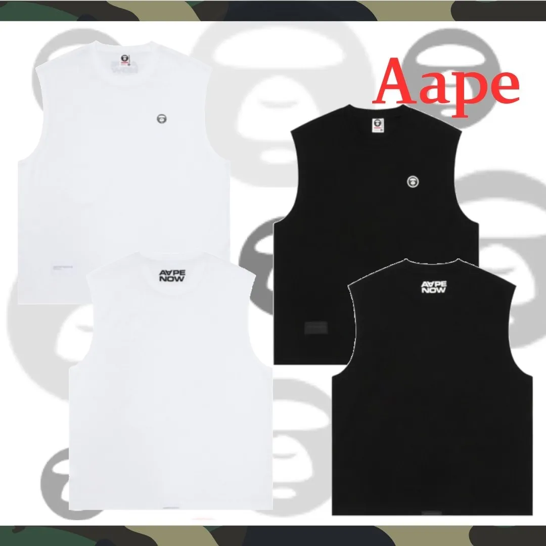 A BATHING APE  |Street Style Plain Cotton Logo Tanks