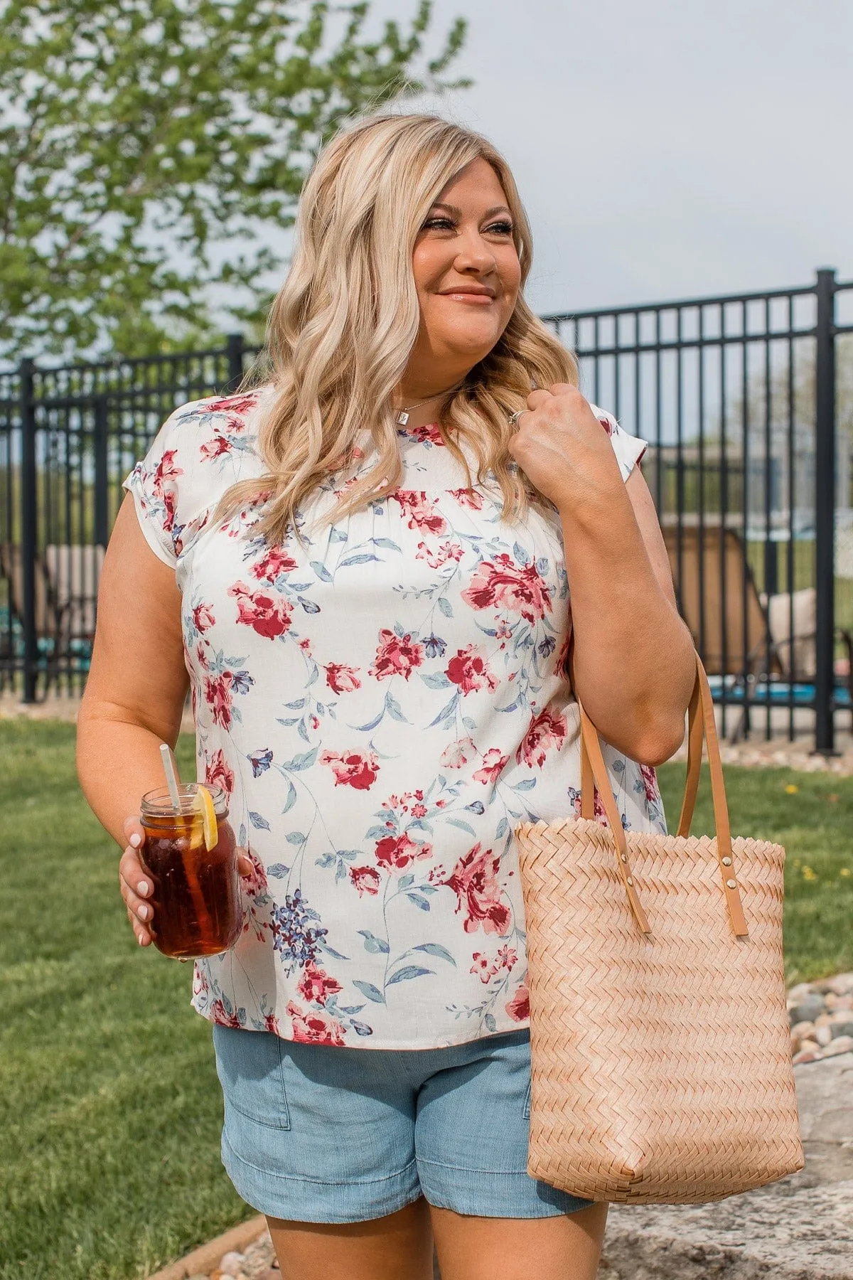 Acts Of Courage Floral Blouse- Ivory