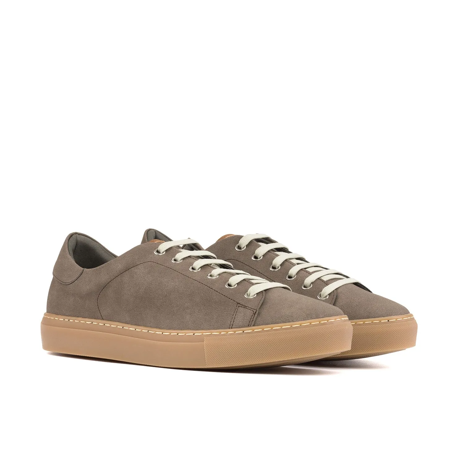 Ambrogio Bespoke Men's Shoes Taupe Vegan Suede Leather Casual Trainer Sneakers (AMB2560)