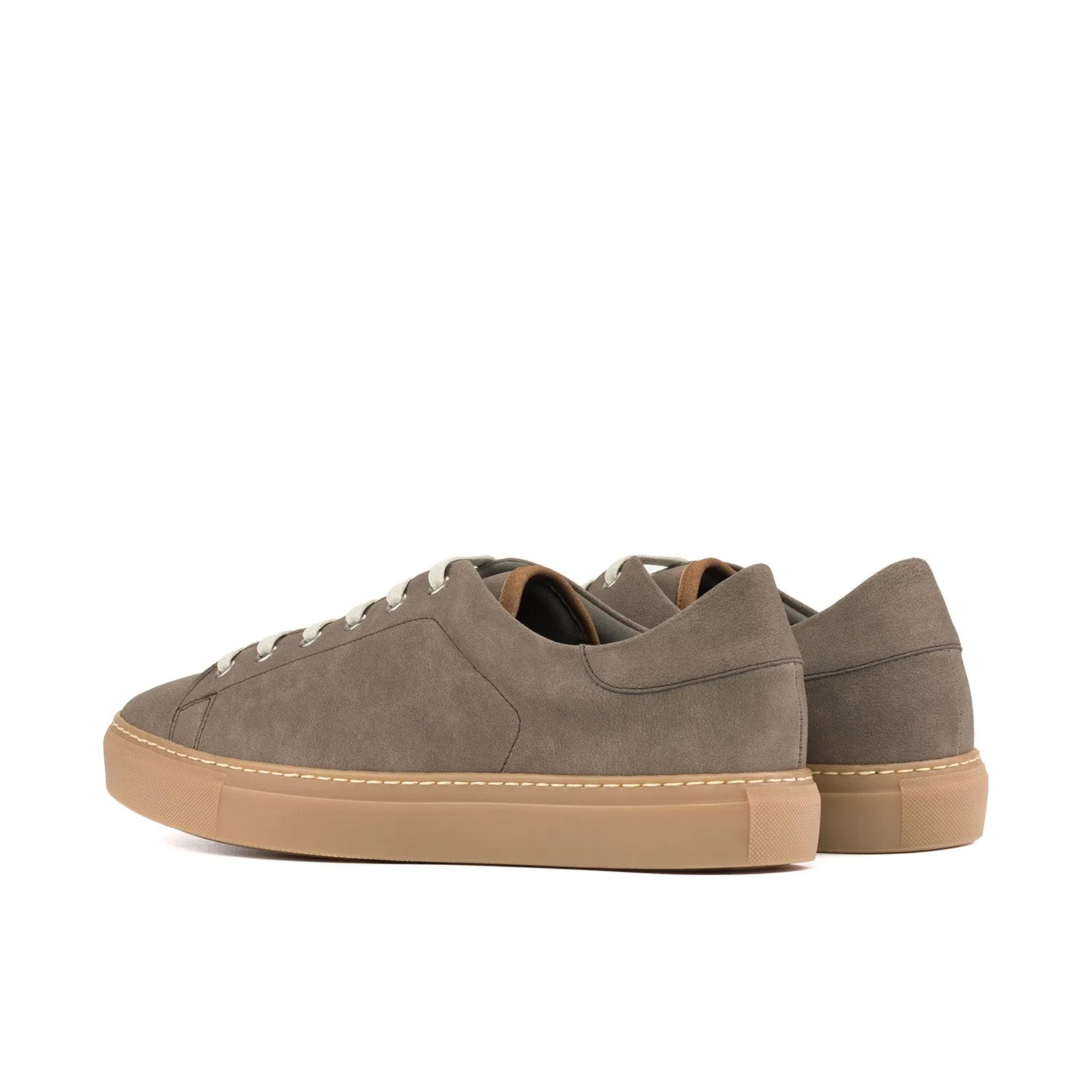 Ambrogio Bespoke Men's Shoes Taupe Vegan Suede Leather Casual Trainer Sneakers (AMB2560)