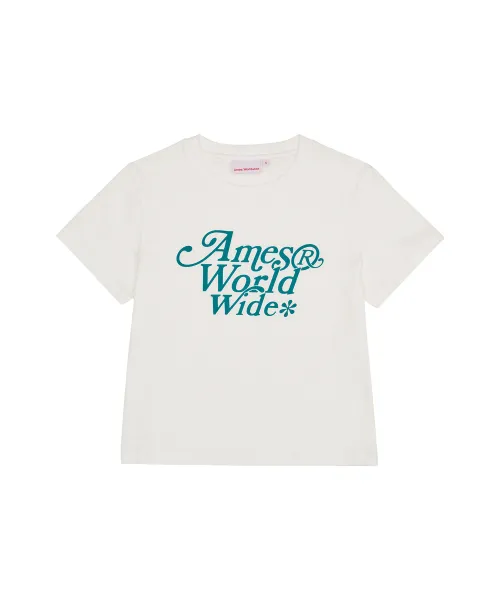 AMES-WORLDWIDE  |Crew Neck Street Style Plain Cotton Short Sleeves Logo