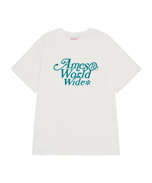 AMES-WORLDWIDE  |Crew Neck Street Style Plain Cotton Short Sleeves Logo