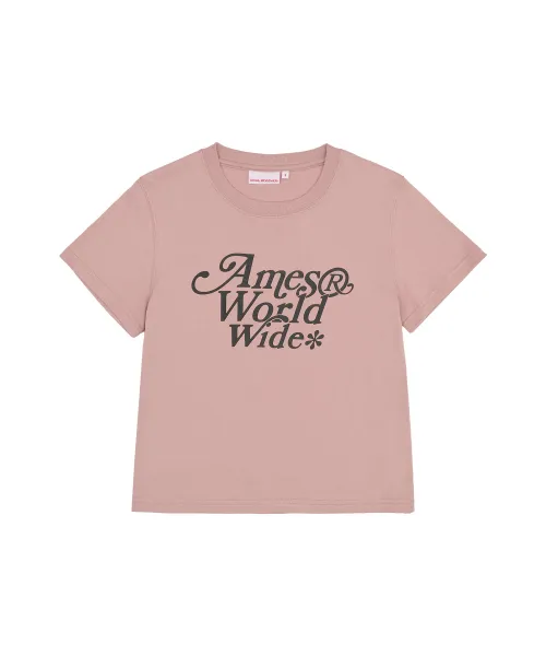 AMES-WORLDWIDE  |Crew Neck Street Style Plain Cotton Short Sleeves Logo