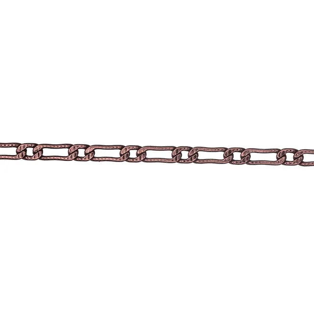 Antiqued Copper Textured Curb Chain, 8.5x3mm Links, by the Foot