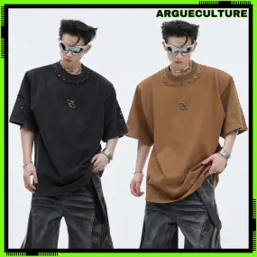 Argue Culture  |Unisex Street Style Cotton Oversized Logo T-Shirts