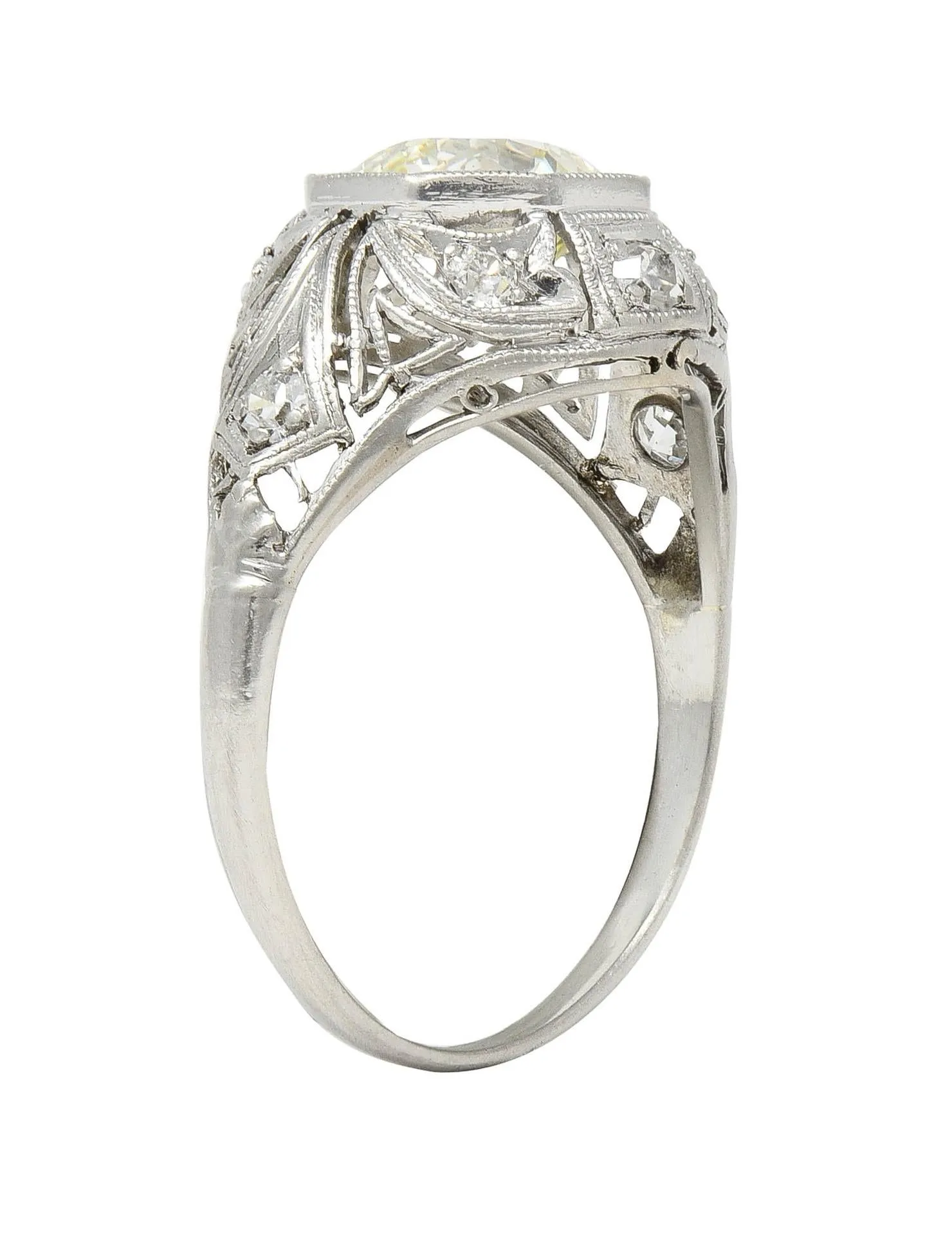 Art Deco 1.50 CTW Old European Diamond Platinum Greek Key Ivy Vintage Engagement Ring