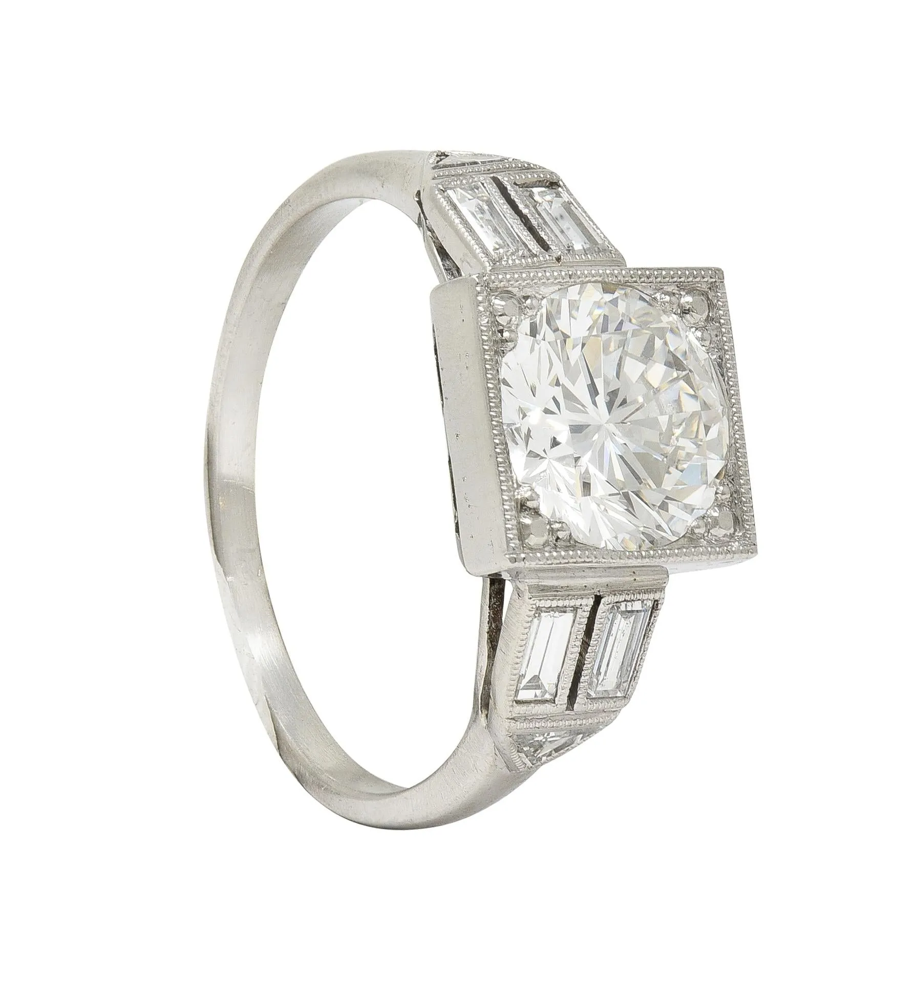 Art Deco 2.00 CTW Transitional Cut Diamond Platinum Vintage Engagement Ring GIA