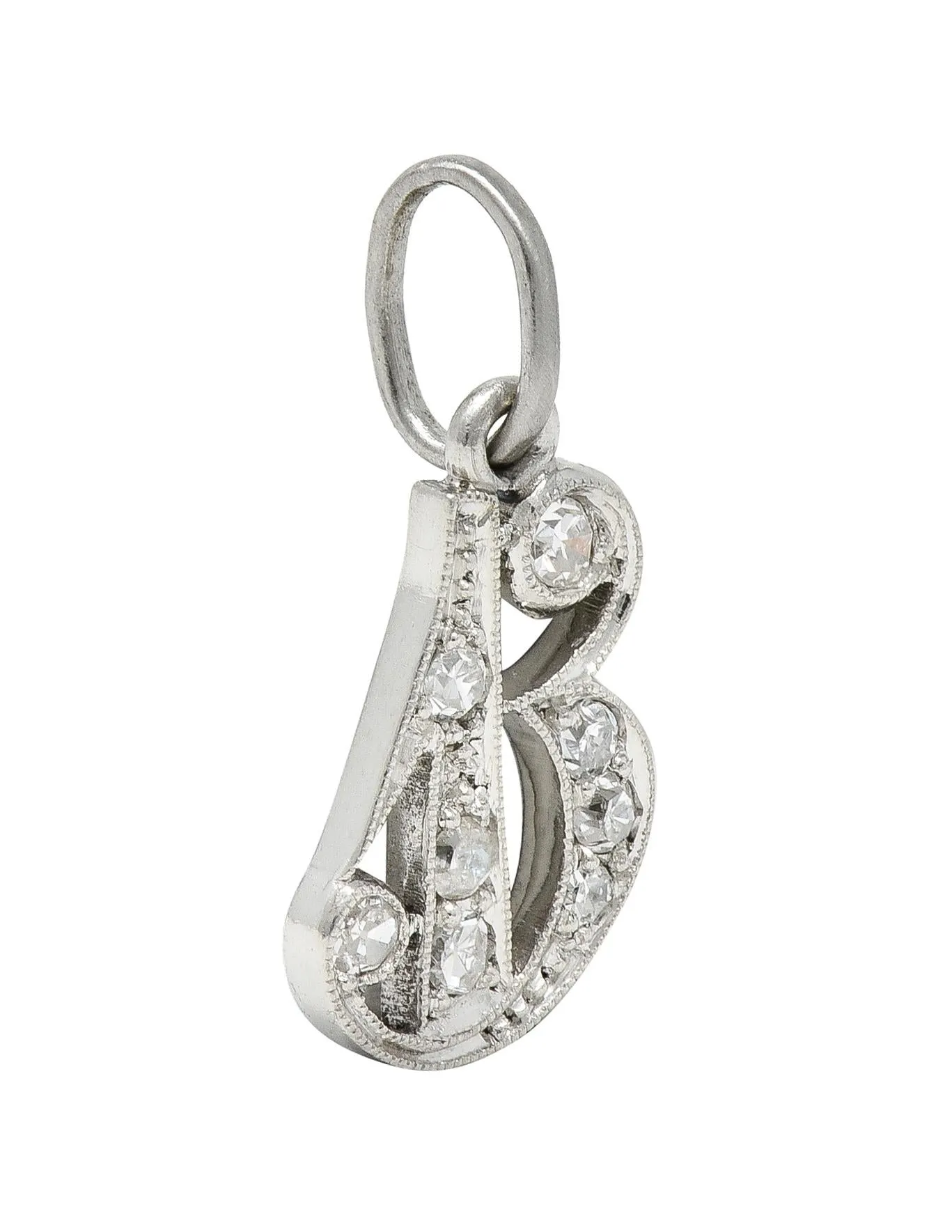 Art Deco Diamond Platinum Letter B Vintage Charm