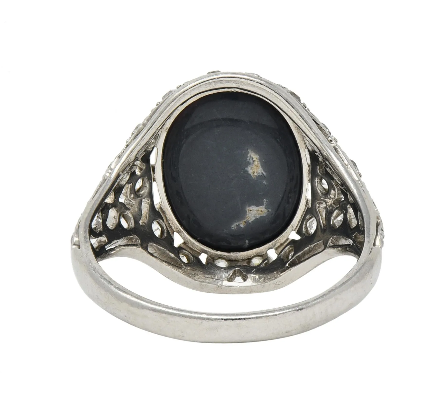 Art Deco Opal Diamond Platinum Ivy Bombé Vintage Gemstone Ring