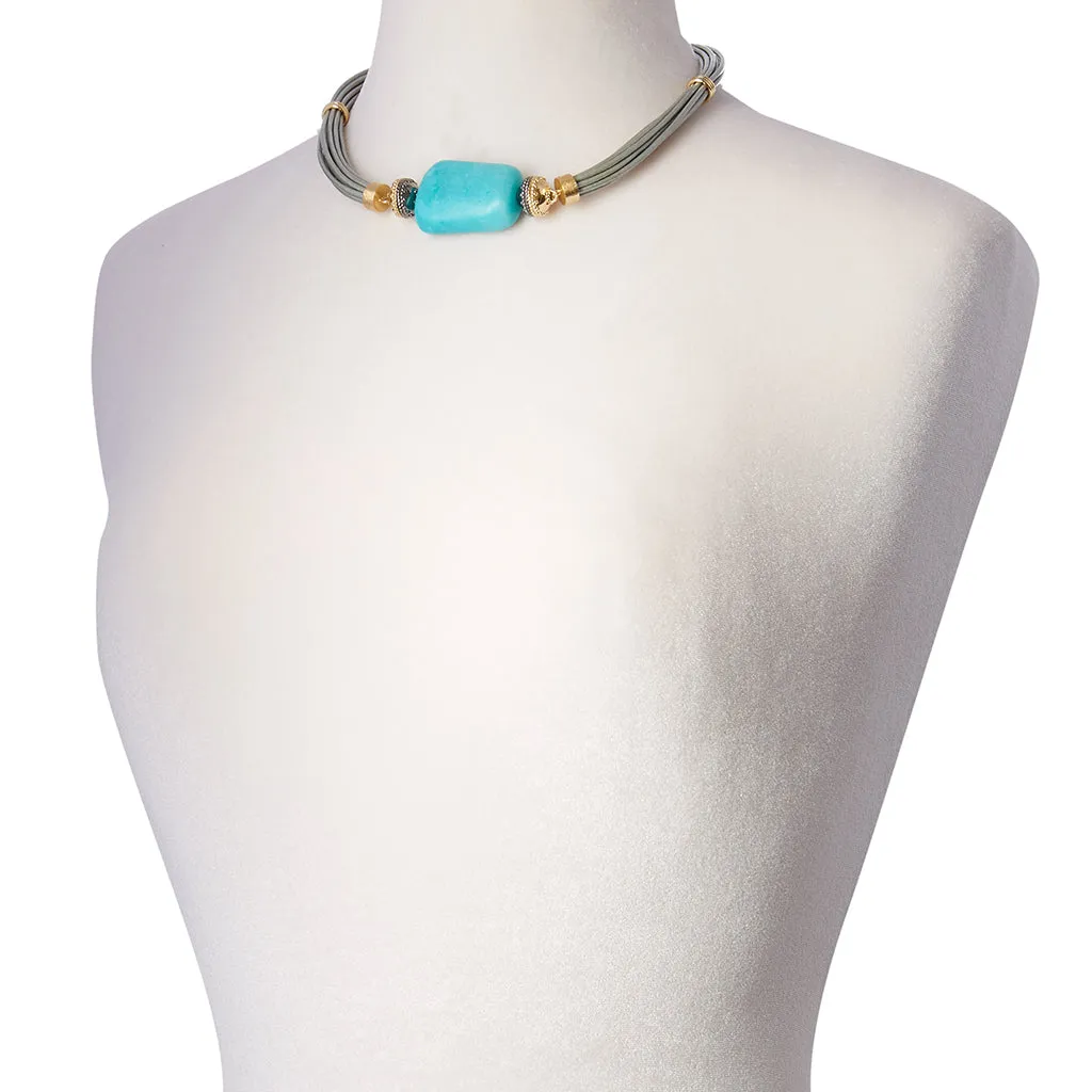 Aspen Leather Platinum Necklace