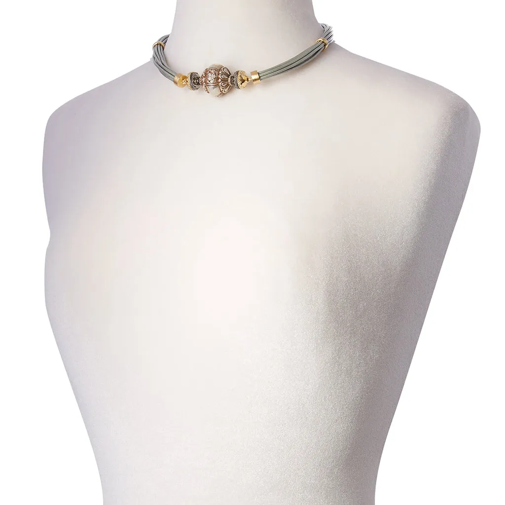 Aspen Leather Platinum Necklace