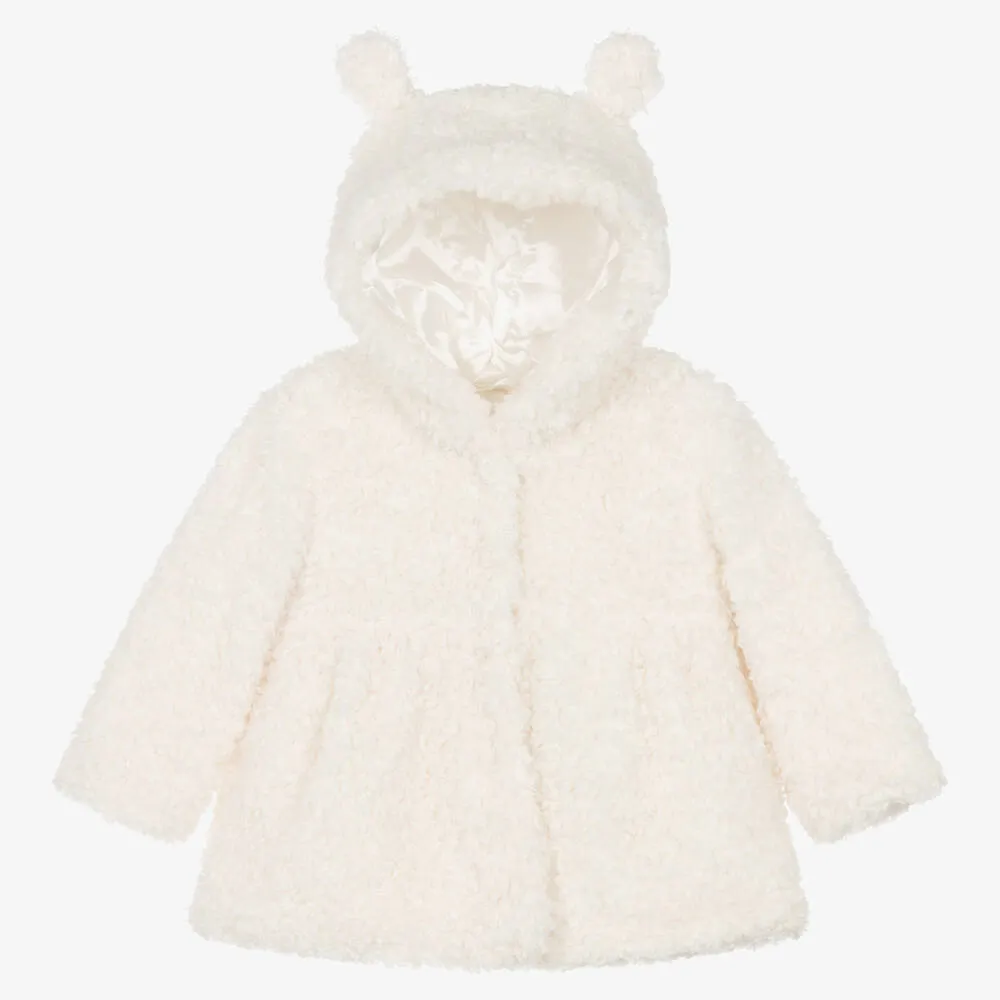 Baby Girls Ivory Sherpa Fleece Coat