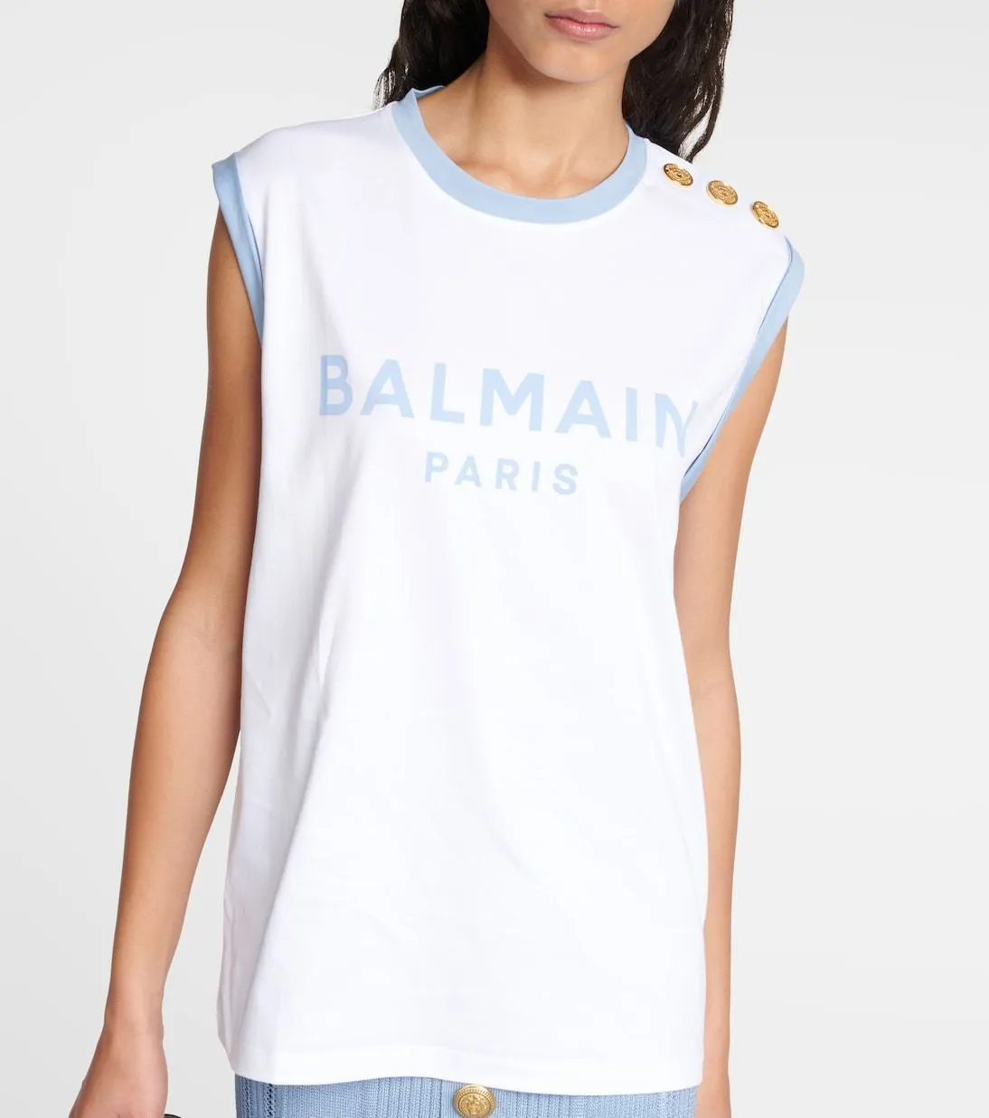 BALMAIN  |Crew Neck Unisex Sleeveless Street Style Cotton Logo