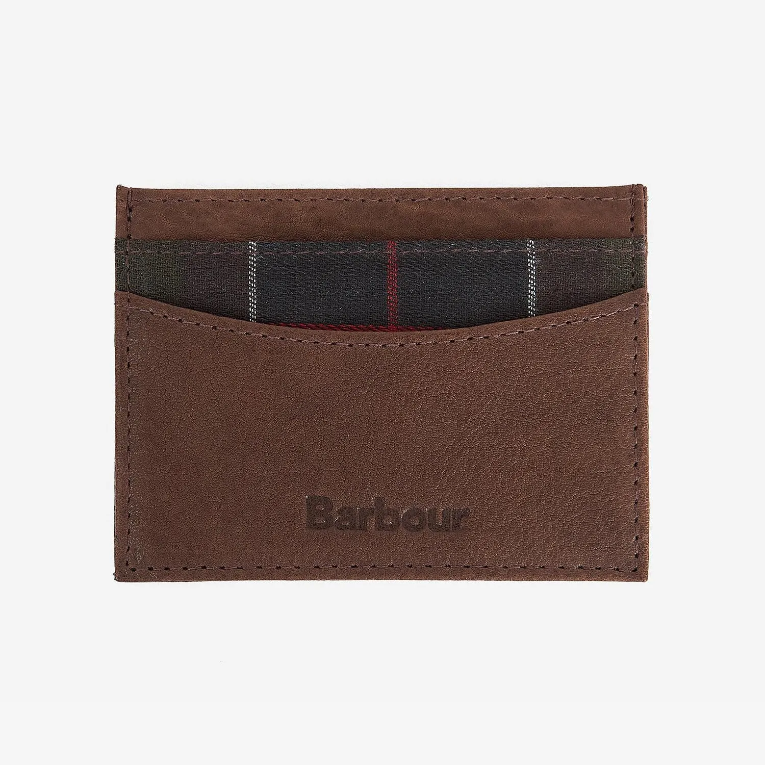 Barbour Leather Valet Tray and Card Holder in Classic Tartan/Brown