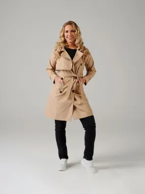 Beige Double Breasted Point Collar Trench Coat