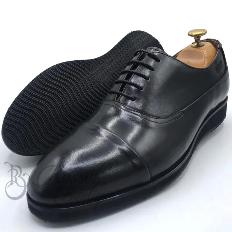 BIG-Capped leather laceup shoe | Black