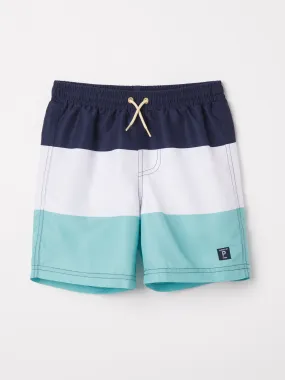 Block Stripe Kids Swim Shorts