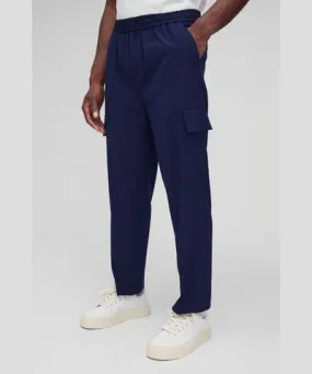 boohoo Mens Elastic Waist Straight Cropped Tailored Cargo Pants