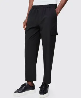 boohoo Mens Elasticated Waist Straight Cropped Tailored Cargo Pants