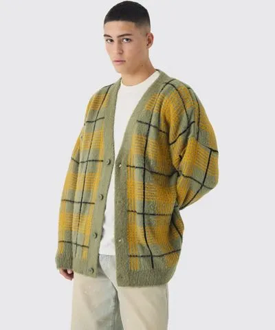 boohooMAN Mens Brushed Knit Oversized Drop Shoulder Cardigan