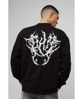 boohooMAN Mens Oversized OFCL Gothic Graphic Sweatshirt