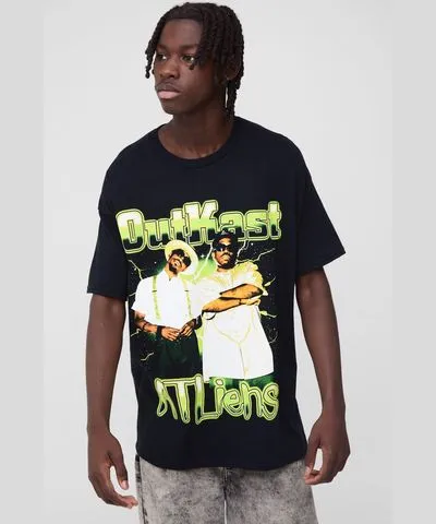 boohooMAN Mens Oversized Outkast License Print T-Shirt